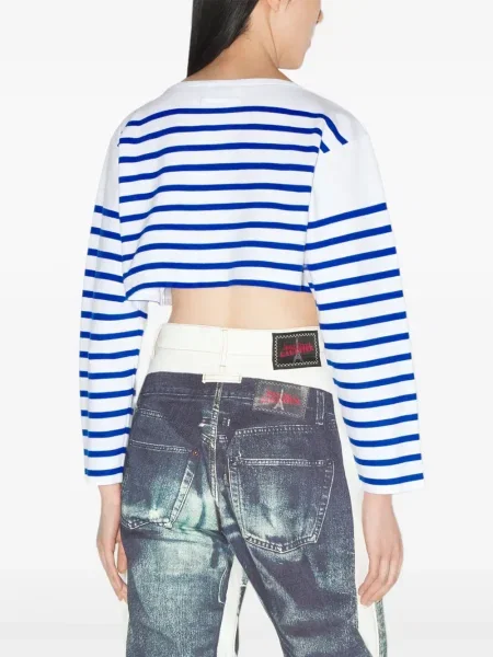 Decupat top Jean Paul Gaultier cu dungi alb