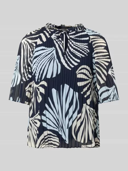 Bluzka w stylu koszuli o kroju regular fit w plisowanym wyglądzie S.oliver Black Label czarna