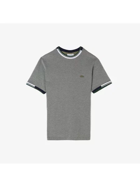 Lacoste Koszulka Z Dżerseju Z Kwiatowym Nadrukiem szara