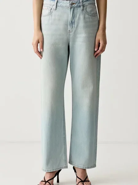 Calvin Klein Jeans blugi straight pentru femei albastru