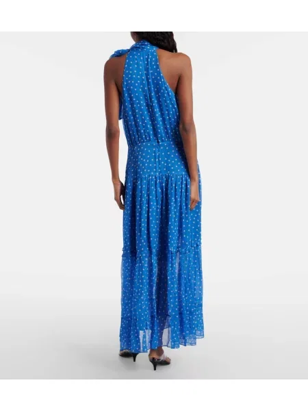 Bodkované oblekové midi šaty Rixo po kolená modrá