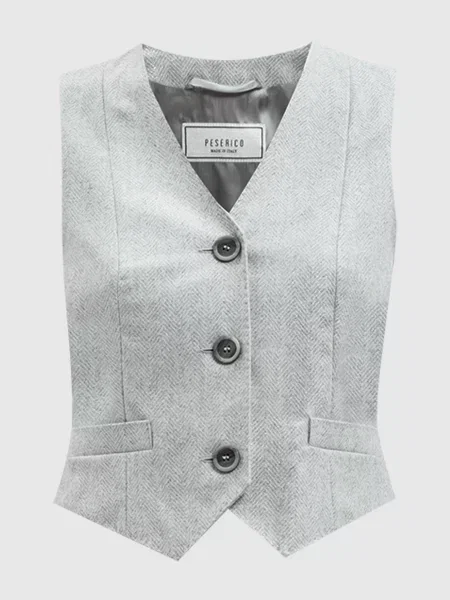 Жилет з вовною з люрексом Peserico сірий