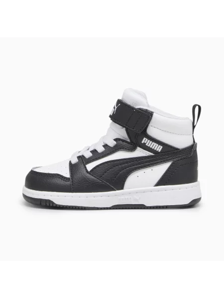 PUMA Rebound V6 Mid Toddlers Sneakers Buty Biały/Czarny/Shadow Szary 19 białe