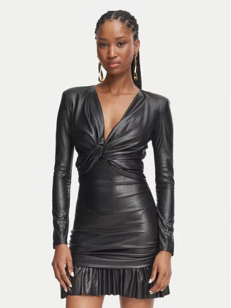 Elisabetta Franchi Rochie din imitație de piele negru