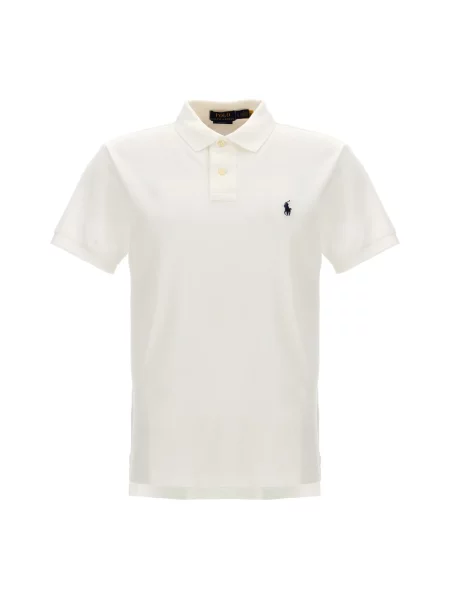 Długa koszulka Polo Ralph Lauren z siateczką z długim rękawem biała