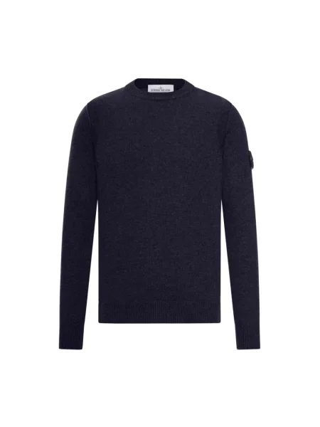 Sweter Stone Island wełniany z kamieniami niebieski