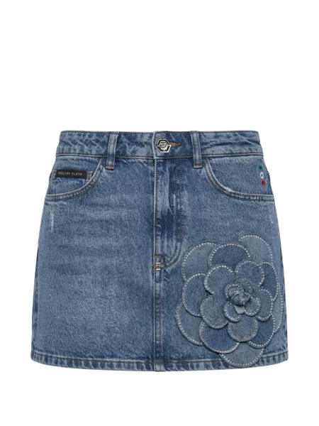 Fustă din denim Philipp Plein albastru
