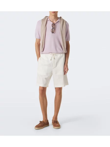 Pantaloni scurți Canali de in alb
