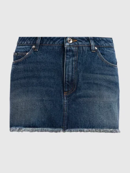 Джинсова спідниця міні з ефектом потертості Dolce&gabbana синя