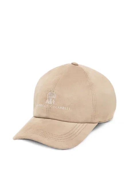 Șapcă Brunello Cucinelli cu broderie din piele de căprioară