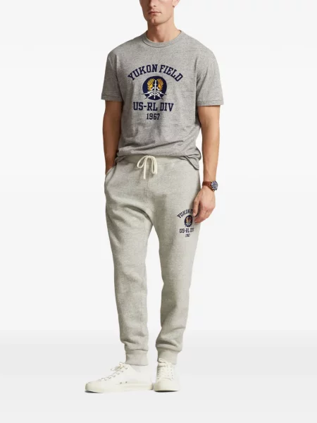 Tricou polo Polo Ralph Lauren cu glugă cu blană cu broderie roșu