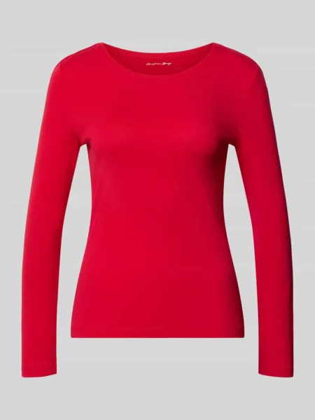Bluzka z długim rękawem o kroju slim fit z czystej bawełny Christian Berg Woman czerwona