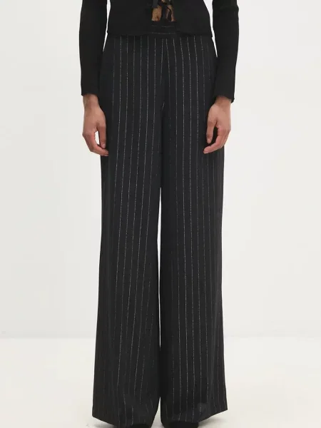 Панталон Answear Lab със стандартна кройка с висока талия черно