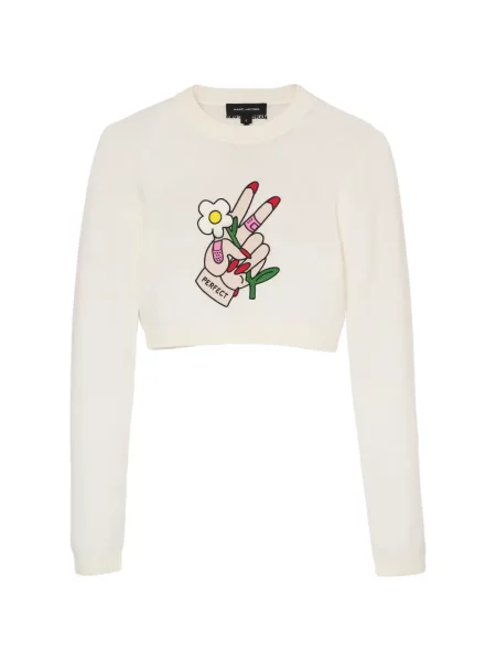Pulover Marc Jacobs cu broderie alb