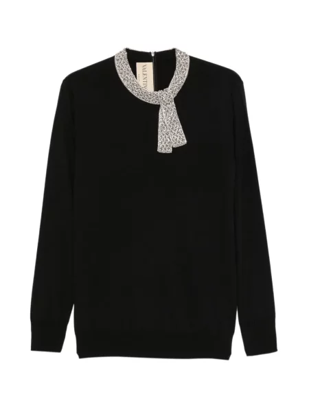Pulover Valentino Garavani cu funde negru