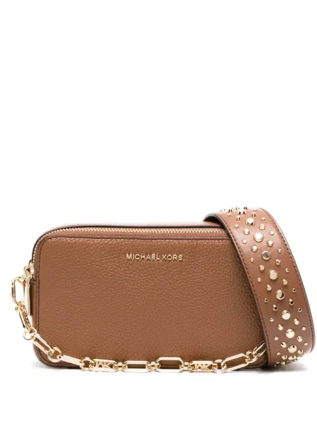 Geanta de piele Michael Michael Kors cu tepi maro