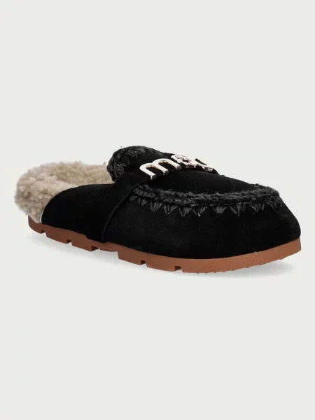 Mou șlapi pentru femei din piele întoarsă Winter Bio Slide Logo negru