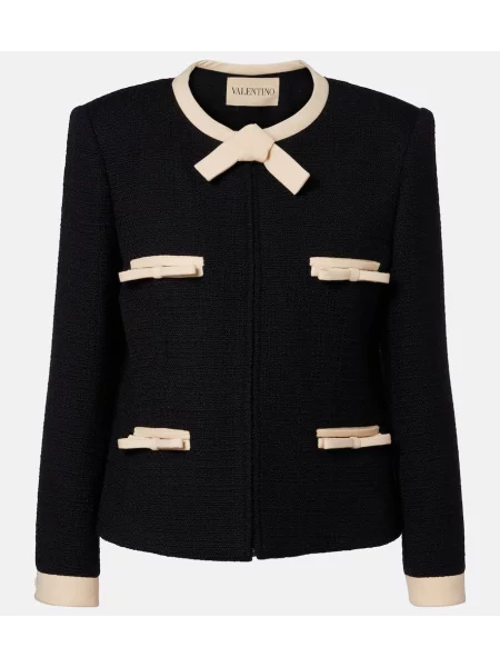 Geacă Valentino cu funde de lână negru