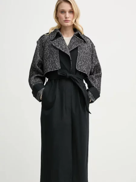 BA&SH palton din lana DINARA femei de tranzitie negru