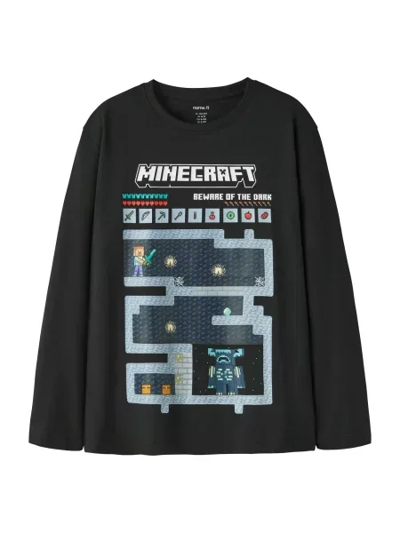 NAME IT Tricou NKMAr Minecraft opal / albastru închis / negru / murdar alb