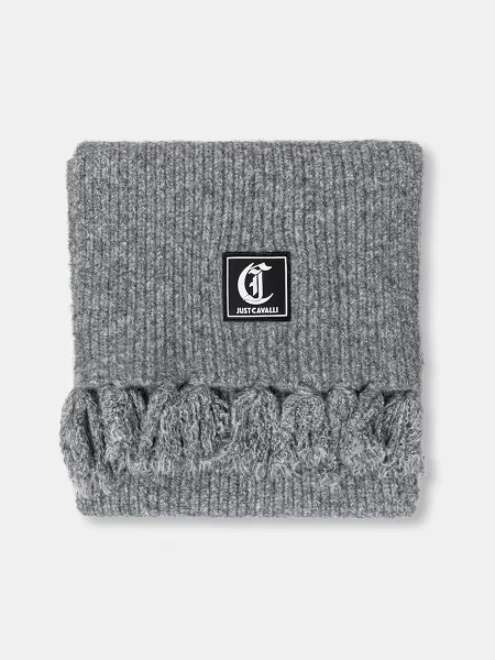Шарф з додаванням вовни Just Cavalli меланж сірий