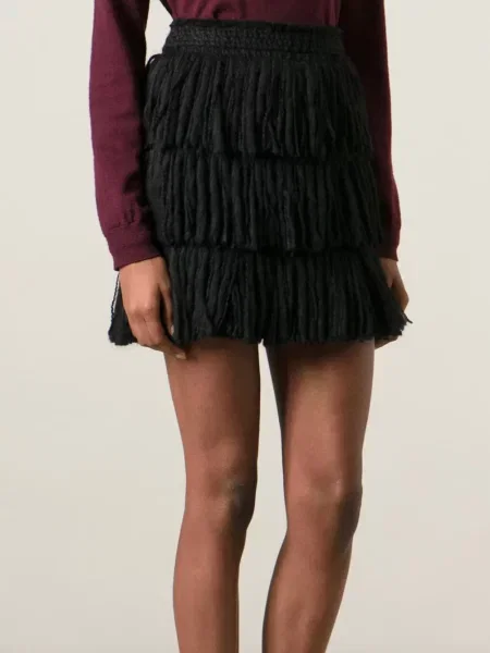 Fustă Lanvin cu franjuri negru