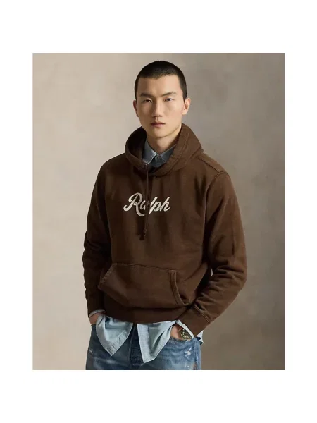 Bluza z kapturem Polo Ralph Lauren z kapturem z logo brązowa