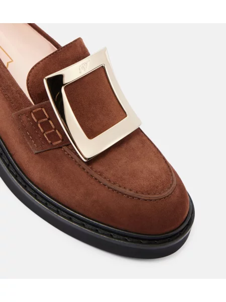 Pantofi loafer Roger Vivier din piele de căprioară maro