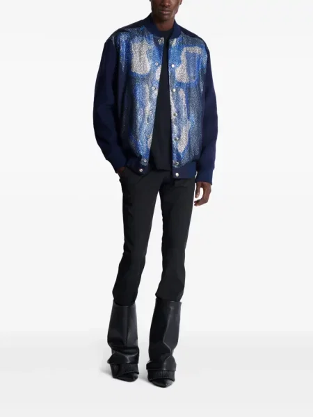 Geacă Balmain cu imagine albastru