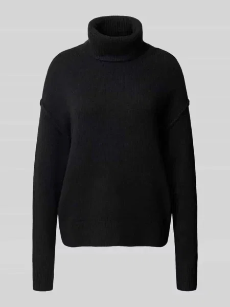 Sweter z dzianiny z elastycznej mieszanki wełny o kroju regular fit Christian Berg Woman czarny