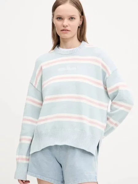 Пуловер Guess Jeans от лека материя синьо