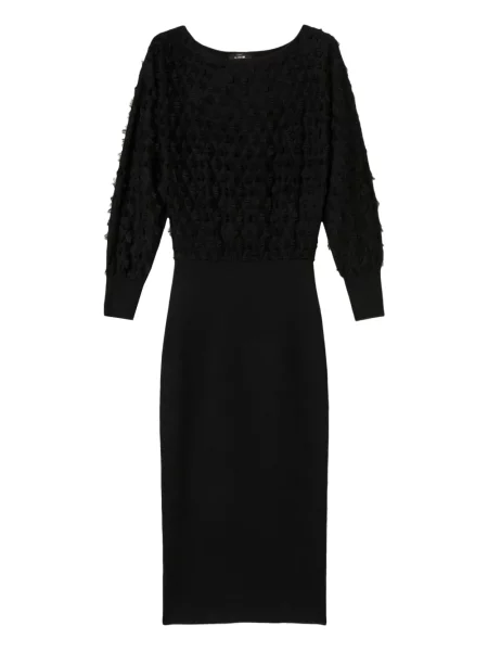 Sukienka midi Twinset z frędzli do kolan garniturowa czarna
