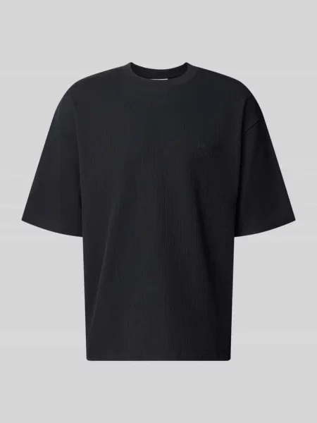 T-shirt o kroju relaxed fit z fakturowanym wzorem Review czarna
