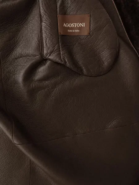 Двуредно яке Aspesi от овча кожа кафяво