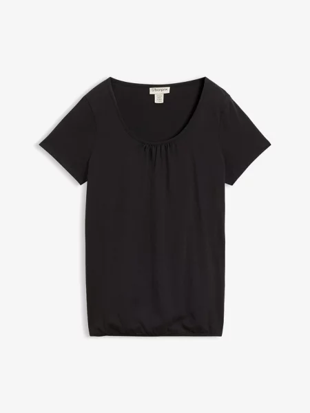 T-shirt z czystej bawełny krótki rękaw czarna