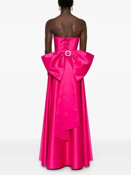 Rochie maxi Nissa cu funde de costum roz