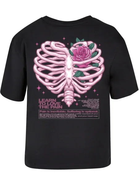 Mister Tee Tričko Heart Cage Rose smaragdová / ružová / tmavoružová čierna