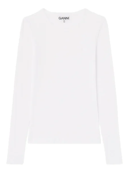 Tricou Ganni lung alb