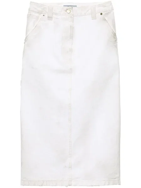 Fustă tip creion Prada din canvas alb