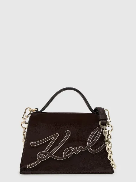 Kožená kabelka Karl Lagerfeld vínová