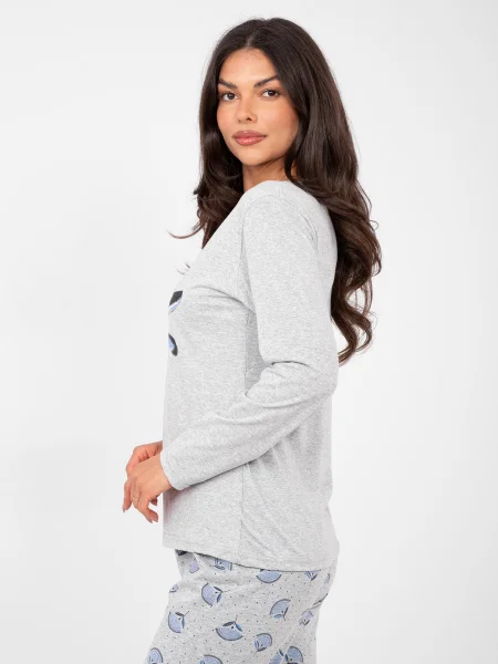 Piżama Forever Pink z nadrukiem szara