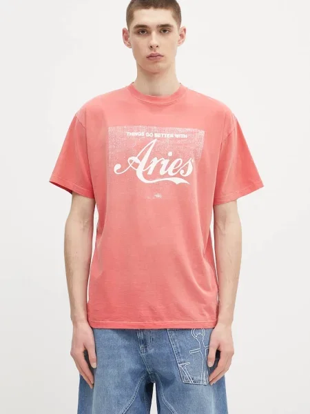 Majica Aries Sunbleached Cola SS Tee s tiskom crvena