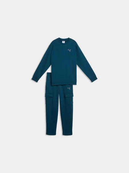 Дитячий Спортивний костюм PUMA Ess Elevated Crew Suit комбінований верх синій