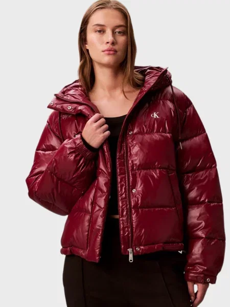 Джинсова куртка Calvin Klein Jeans бордова