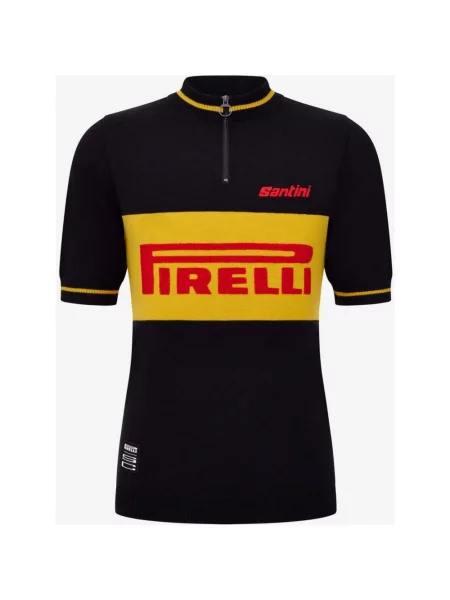Koszulka kolarska Santini x Pirelli Sport Club Wool z krótkim rękawem żółty czerwony S czarny