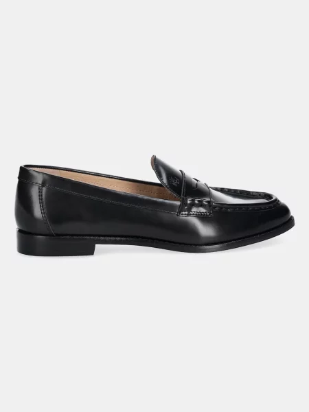 Шкіряні мокасини Lauren Ralph Lauren Wynnie на плоскому підборі чорний