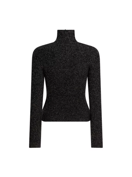Lniany sweter z golfem Max Mara do golfa czarny