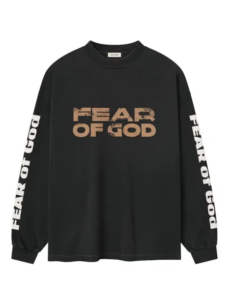 Lung tricou Fear Of God cu imagine negru