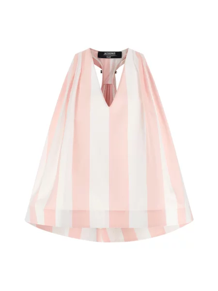 Top Jacquemus w paski popelinowy różowy