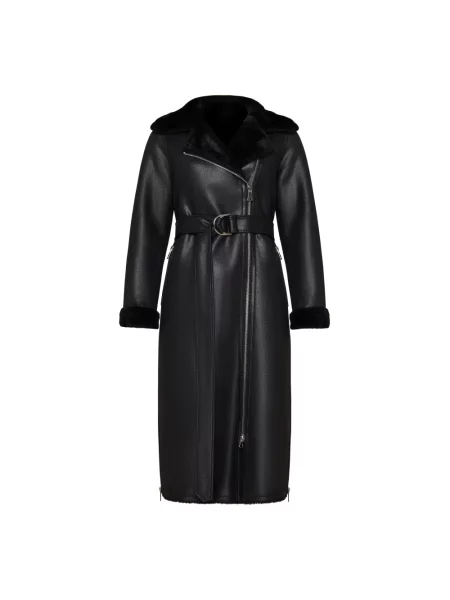 Długi płaszcz Cesare Gaspari skórzany dwustronny czarny